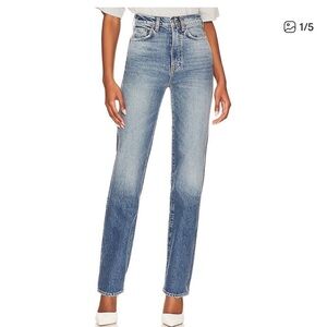 GRLFRND 'Sara' Blue Cotton Super High Rise Slim Straight Denim Jean Size 28